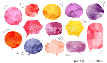 水彩のかわいいフキダシ 手描き 水彩のかわいいフキダシ 手描き 133370685