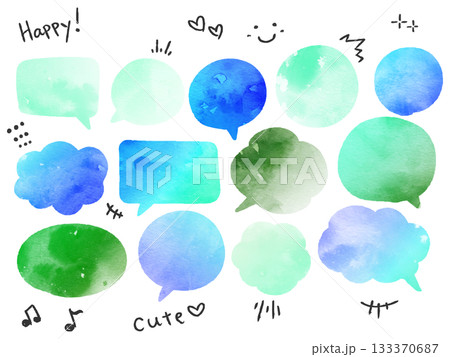 水彩のかわいいフキダシ 手描き 水彩のかわいいフキダシ 手描き 133370687