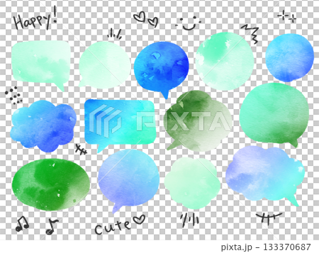水彩のかわいいフキダシ 手描き 水彩のかわいいフキダシ 手描き 133370687