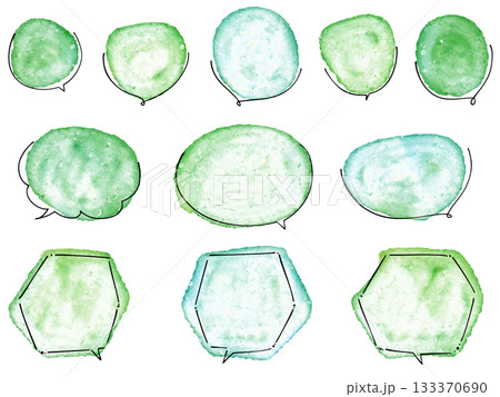 水彩のかわいいフキダシ　手描き 133370690