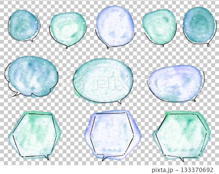 可愛的水彩對話框，手繪的 133370692