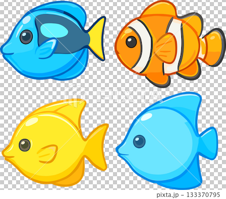 4匹のかわいい海の魚のイラスト 133370795