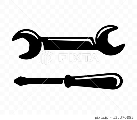 Spanner, wrench, screwdriver and turn-screw, graphic design. Tools, construction, repair and repairing, vector design and illustration 133370883