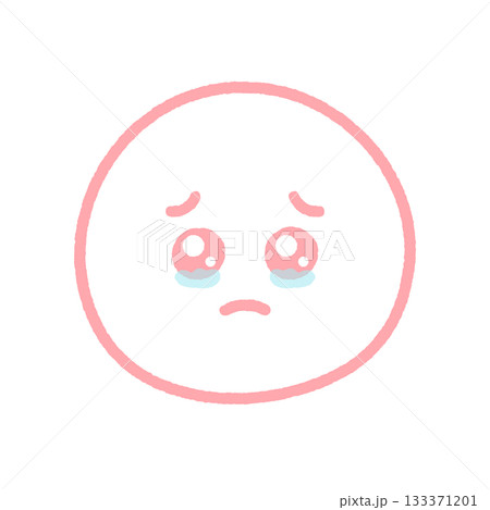 うるうるした涙目のかわいいぴえん顔の絵文字 - 上目遣いで涙ぐむ感動や悲しみの表情の手書きイラスト 133371201