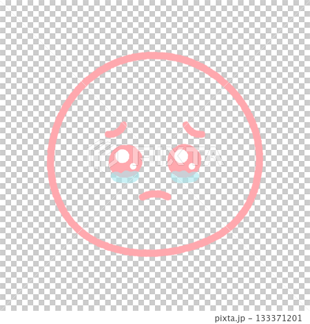 うるうるした涙目のかわいいぴえん顔の絵文字 - 上目遣いで涙ぐむ感動や悲しみの表情の手書きイラスト 133371201
