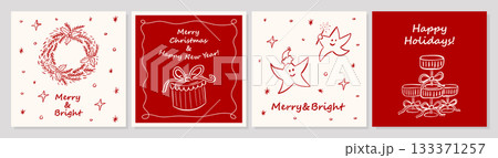 Minimal red and white Christmas holiday card collection Minimal red and white Christmas holiday card collection 133371257
