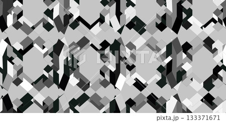 Abstract 3D geometric seamless pattern in black and white. Perfect for modern backgrounds, wallpapers, textiles and web design. Vector illustration 133371671
