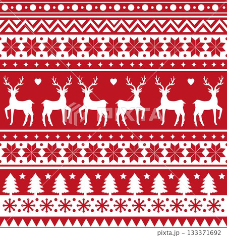 Seamless Scandinavian pattern for Christmas and New Year for winter hat, ugly sweater, jumper, paper or other designs. 133371692
