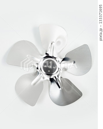 Metal fan blades on a white background. 133371695