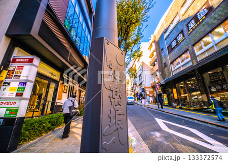 日本の東京都市景観 情緒漂う街。情緒あふれる朝の神楽坂などを望む 133372574