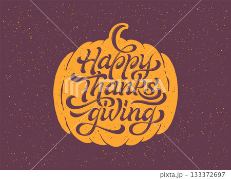 Happy Thanksgiving beautiful lettering. Celebration quote Happy Thanksgiving for stamp, greeting card. Vector illustration. 133372697