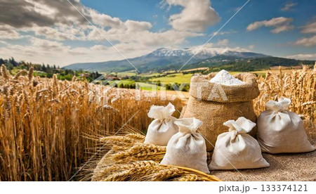 hay bale on field 133374121