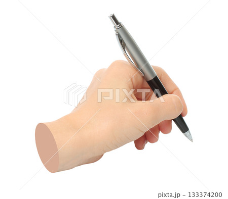Hands with business pen isolated on transparent background. Contemporary art design 133374200