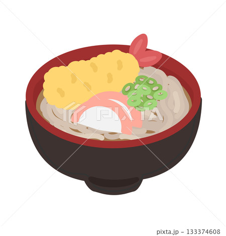 大晦日と年越しそば（天ぷらそば）　イラスト 133374608