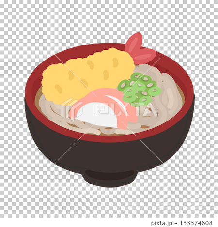 大晦日と年越しそば（天ぷらそば）　イラスト 133374608