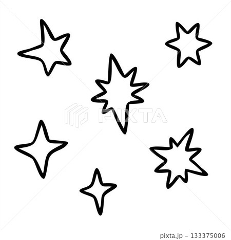 Non-AI Vector asymmetric stars. Set of stylized asymmetric stars isolated on white background. 133375006