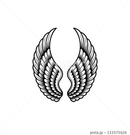 Vintage wings isolated on white background. Design elements for logo, label, emblem, sign, brand mark. Vector illustration. Vintage wings isolated on white background. Design elements for logo, label, emblem, sign, brand mark. Vector illustration. 133375826