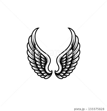 Vintage wings isolated on white background. Design elements for logo, label, emblem, sign, brand mark. Vector illustration. Vintage wings isolated on white background. Design elements for logo, label, emblem, sign, brand mark. Vector illustration. 133375828