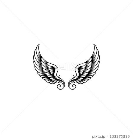 Vintage wings isolated on white background. Design elements for logo, label, emblem, sign, brand mark. Vector illustration. Vintage wings isolated on white background. Design elements for logo, label, emblem, sign, brand mark. Vector illustration. 133375859