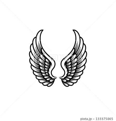 Vintage wings isolated on white background. Design elements for logo, label, emblem, sign, brand mark. Vector illustration. 133375865
