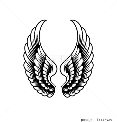 Vintage wings isolated on white background. Design elements for logo, label, emblem, sign, brand mark. Vector illustration. Vintage wings isolated on white background. Design elements for logo, label, emblem, sign, brand mark. Vector illustration. 133375891