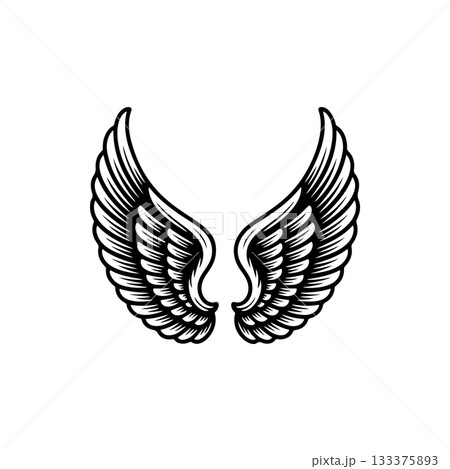 Vintage wings isolated on white background. Design elements for logo, label, emblem, sign, brand mark. Vector illustration. Vintage wings isolated on white background. Design elements for logo, label, emblem, sign, brand mark. Vector illustration. 133375893