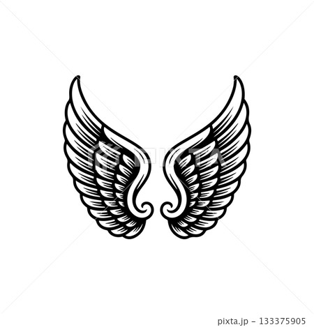 Vintage wings isolated on white background. Design elements for logo, label, emblem, sign, brand mark. Vector illustration. 133375905