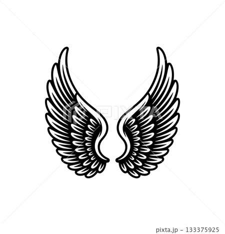 Vintage wings isolated on white background. Design elements for logo, label, emblem, sign, brand mark. Vector illustration. 133375925