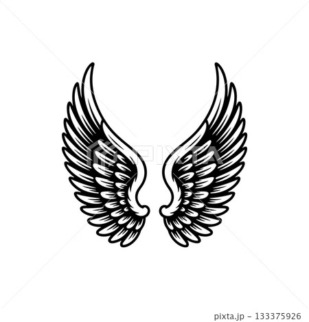 Vintage wings isolated on white background. Design elements for logo, label, emblem, sign, brand mark. Vector illustration. 133375926