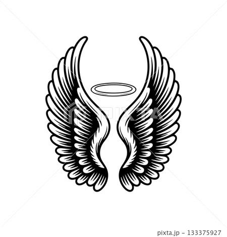 Vintage wings isolated on white background. Design elements for logo, label, emblem, sign, brand mark. Vector illustration. 133375927