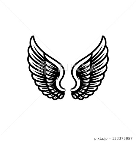 Vintage wings isolated on white background. Design elements for logo, label, emblem, sign, brand mark. Vector illustration. Vintage wings isolated on white background. Design elements for logo, label, emblem, sign, brand mark. Vector illustration. 133375987
