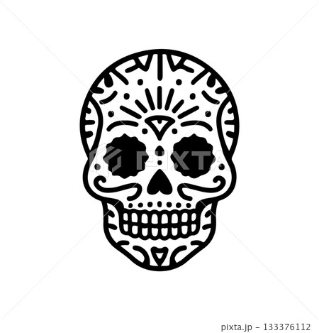 Illustration of mexican sugar skull. Day of the dead. Dia de los muertos. Vector illustration 133376112