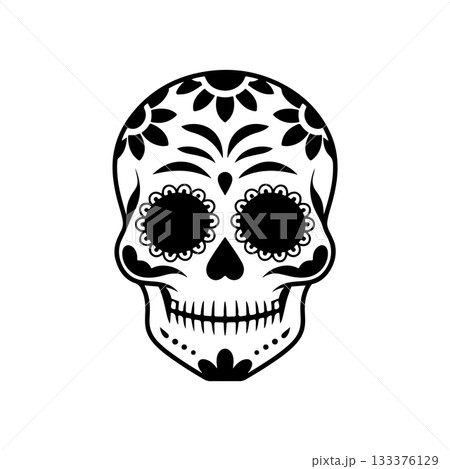 Illustration of mexican sugar skull. Day of the dead. Dia de los muertos. Vector illustration 133376129