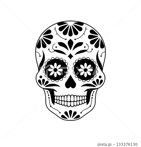 Illustration of mexican sugar skull. Day of the dead. Dia de los muertos. Vector illustration 133376130