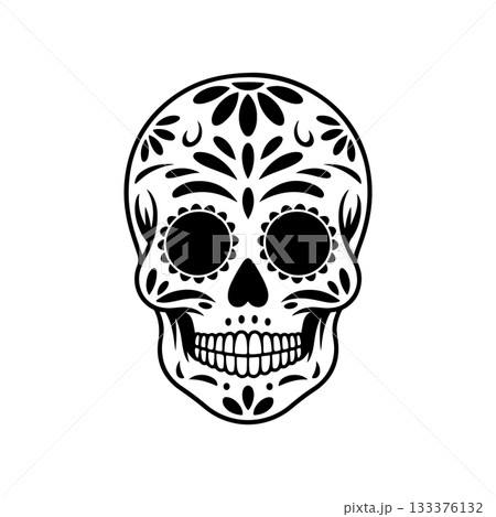 Illustration of mexican sugar skull. Day of the dead. Dia de los muertos. Vector illustration Illustration of mexican sugar skull. Day of the dead. Dia de los muertos. Vector illustration 133376132