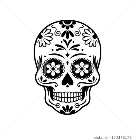 Illustration of mexican sugar skull. Day of the dead. Dia de los muertos. Vector illustration Illustration of mexican sugar skull. Day of the dead. Dia de los muertos. Vector illustration 133376176