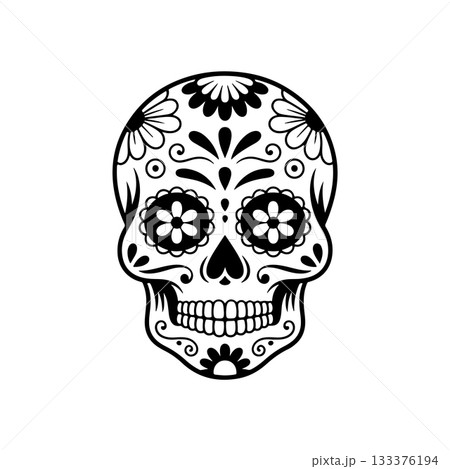 Illustration of mexican sugar skull. Day of the dead. Dia de los muertos. Vector illustration 133376194