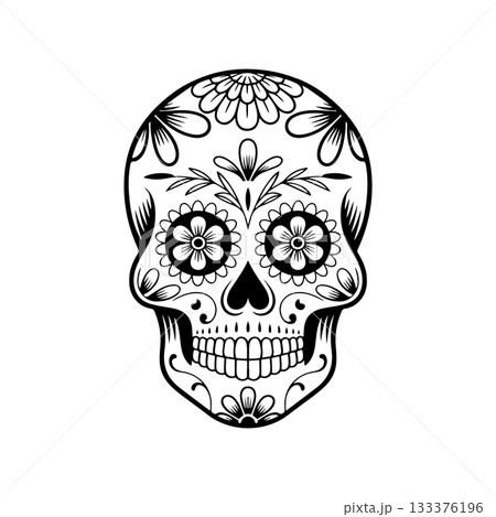Illustration of mexican sugar skull. Day of the dead. Dia de los muertos. Vector illustration 133376196