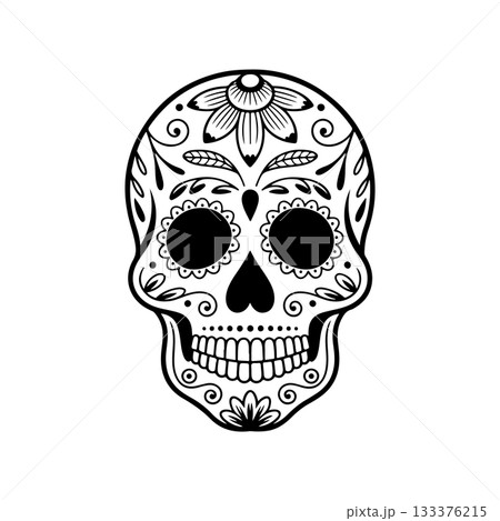 Illustration of mexican sugar skull. Day of the dead. Dia de los muertos. Vector illustration Illustration of mexican sugar skull. Day of the dead. Dia de los muertos. Vector illustration 133376215