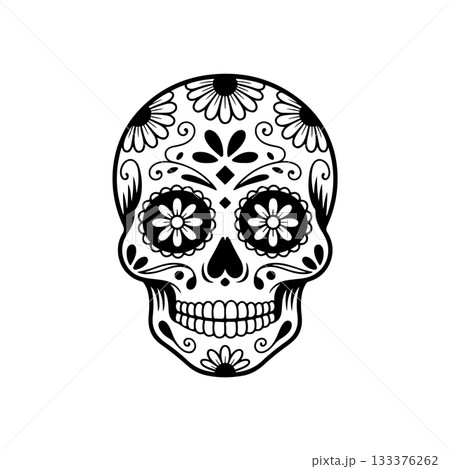 Illustration of mexican sugar skull. Day of the dead. Dia de los muertos. Vector illustration 133376262