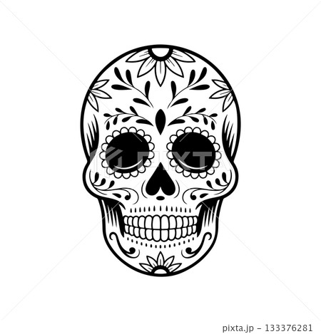 Illustration of mexican sugar skull. Day of the dead. Dia de los muertos. Vector illustration 133376281