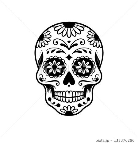 Illustration of mexican sugar skull. Day of the dead. Dia de los muertos. Vector illustration 133376286