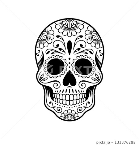 Illustration of mexican sugar skull. Day of the dead. Dia de los muertos. Vector illustration Illustration of mexican sugar skull. Day of the dead. Dia de los muertos. Vector illustration 133376288