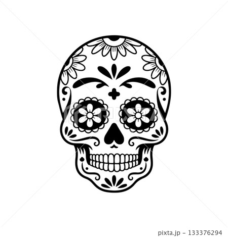 Illustration of mexican sugar skull. Day of the dead. Dia de los muertos. Vector illustration 133376294
