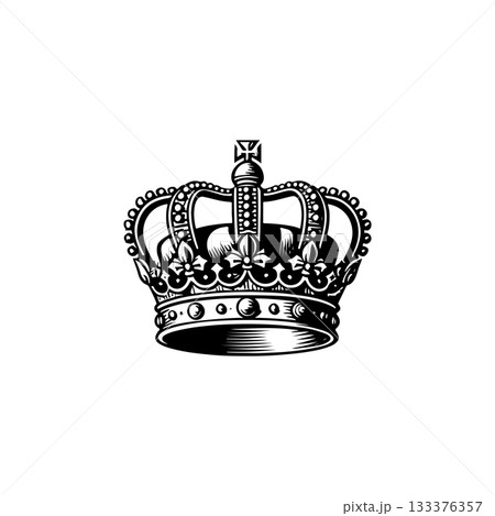 Illustration of king crown in monochrome style. Design element for logo, emblem, sign, poster, t shirt. Vector illustration Illustration of king crown in monochrome style. Design element for logo, emblem, sign, poster, t shirt. Vector illustration 133376357