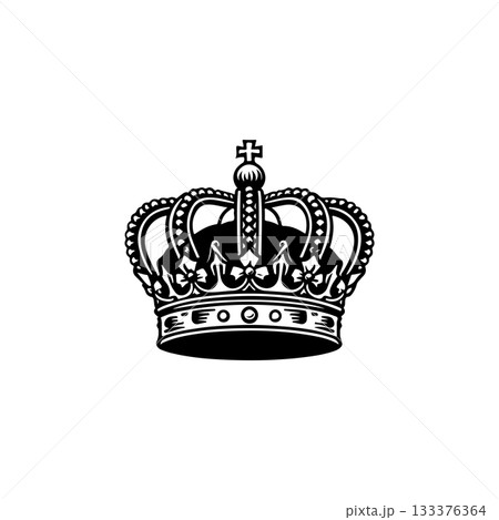 Illustration of king crown in monochrome style. Design element for logo, emblem, sign, poster, t shirt. Vector illustration Illustration of king crown in monochrome style. Design element for logo, emblem, sign, poster, t shirt. Vector illustration 133376364