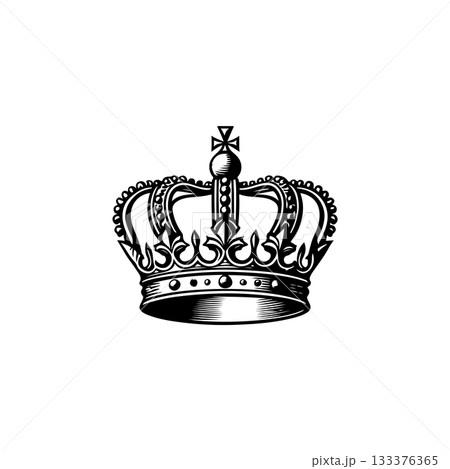 Illustration of king crown in monochrome style. Design element for logo, emblem, sign, poster, t shirt. Vector illustration Illustration of king crown in monochrome style. Design element for logo, emblem, sign, poster, t shirt. Vector illustration 133376365