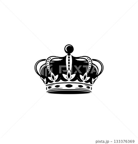 Illustration of king crown in monochrome style. Design element for logo, emblem, sign, poster, t shirt. Vector illustration Illustration of king crown in monochrome style. Design element for logo, emblem, sign, poster, t shirt. Vector illustration 133376369