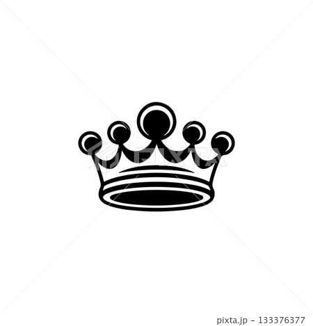 Illustration of king crown in monochrome style. Design element for logo, emblem, sign, poster, t shirt. Vector illustration 133376377