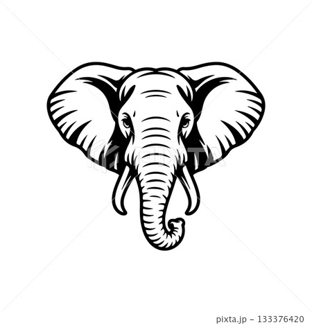 Illustration of Elephant head. Design element for logo, sign, poster, emblem. Vector illustration Illustration of Elephant head. Design element for logo, sign, poster, emblem. Vector illustration 133376420